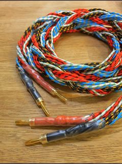 Pair 7N OCC Pure Copper 8TC Wire Rhodium Plated Plug HIFI Audio Speaker  Cable