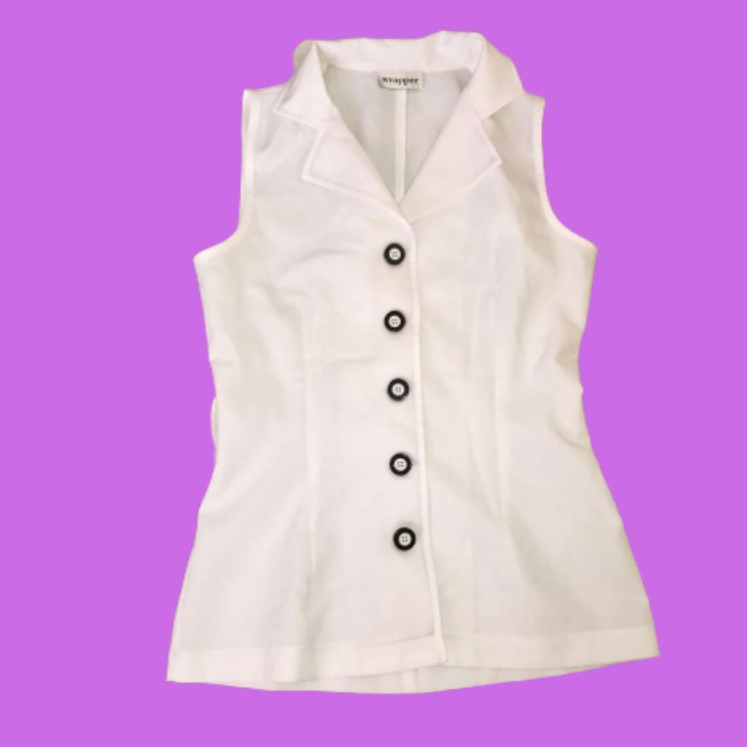 white button down vest