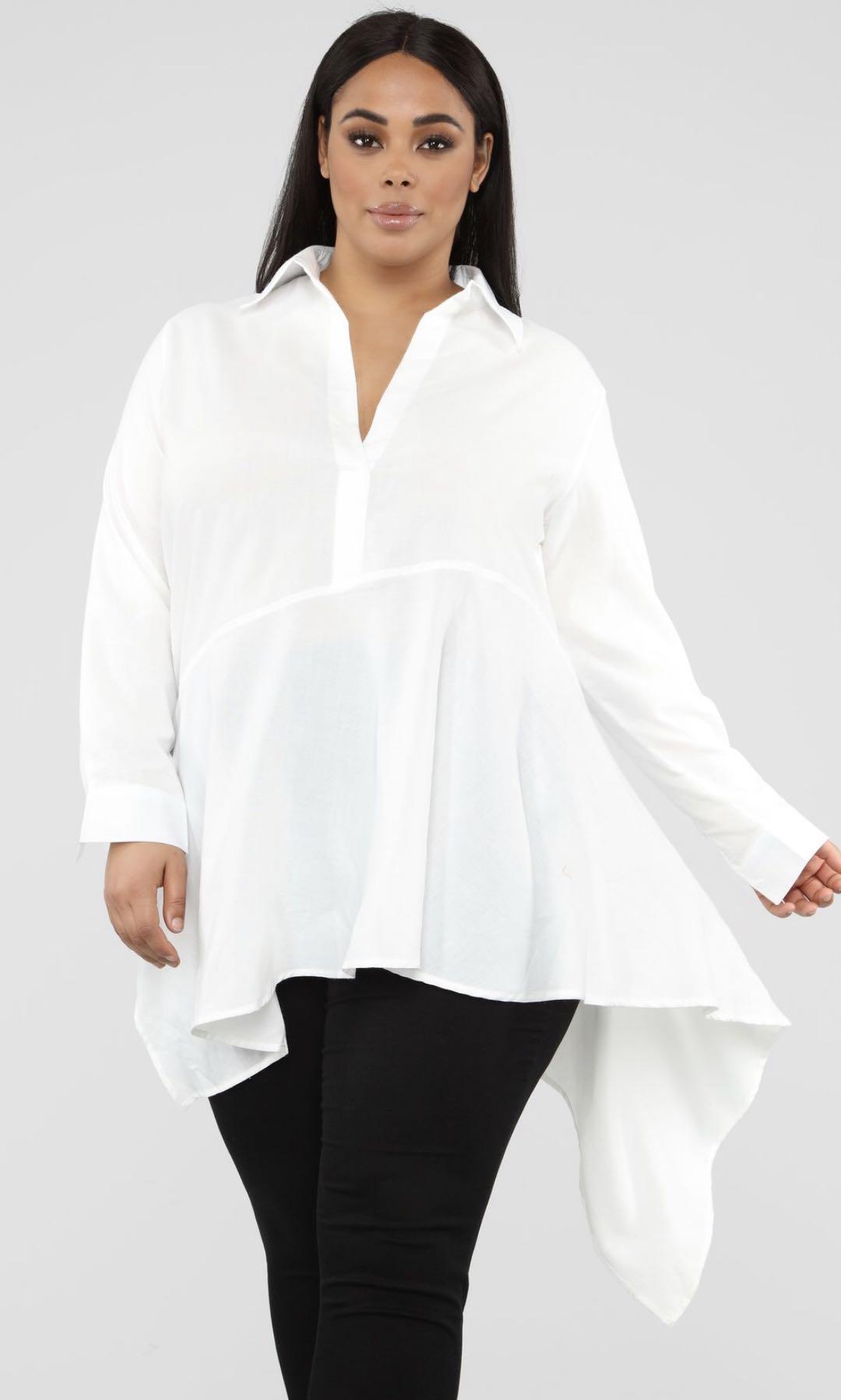 White dress tops plus size online