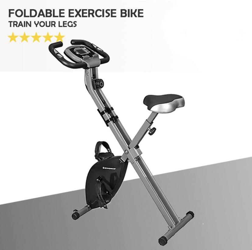 Soozier Folding Upright Training Stationary Indoor Bike With Levels Of  Magnetic Resistance For Aerobic Exercise, Fold Away Fitness Bike