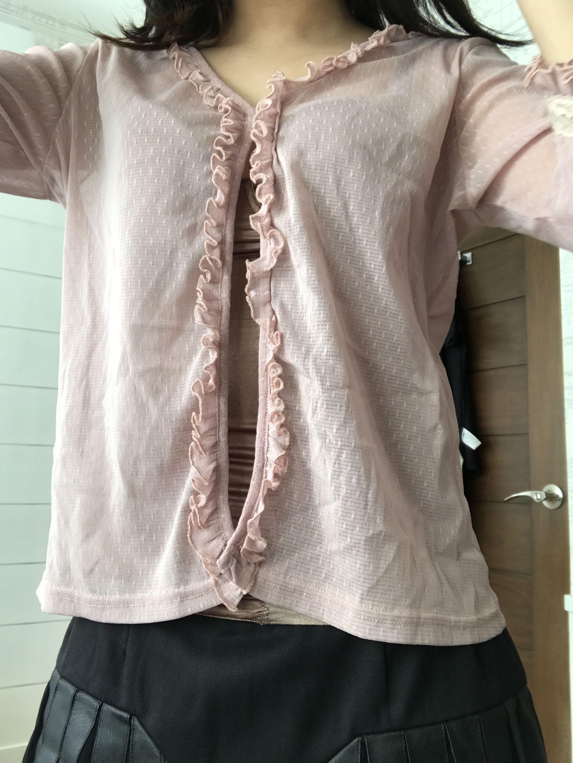 pink mesh cardigan