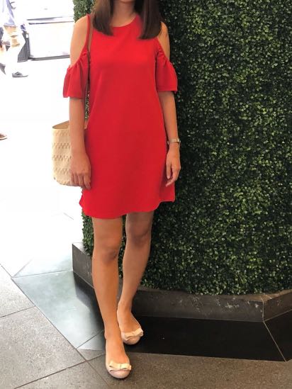 Zara red cold shoulder dress Women s Fashion Tops Sleeveless on