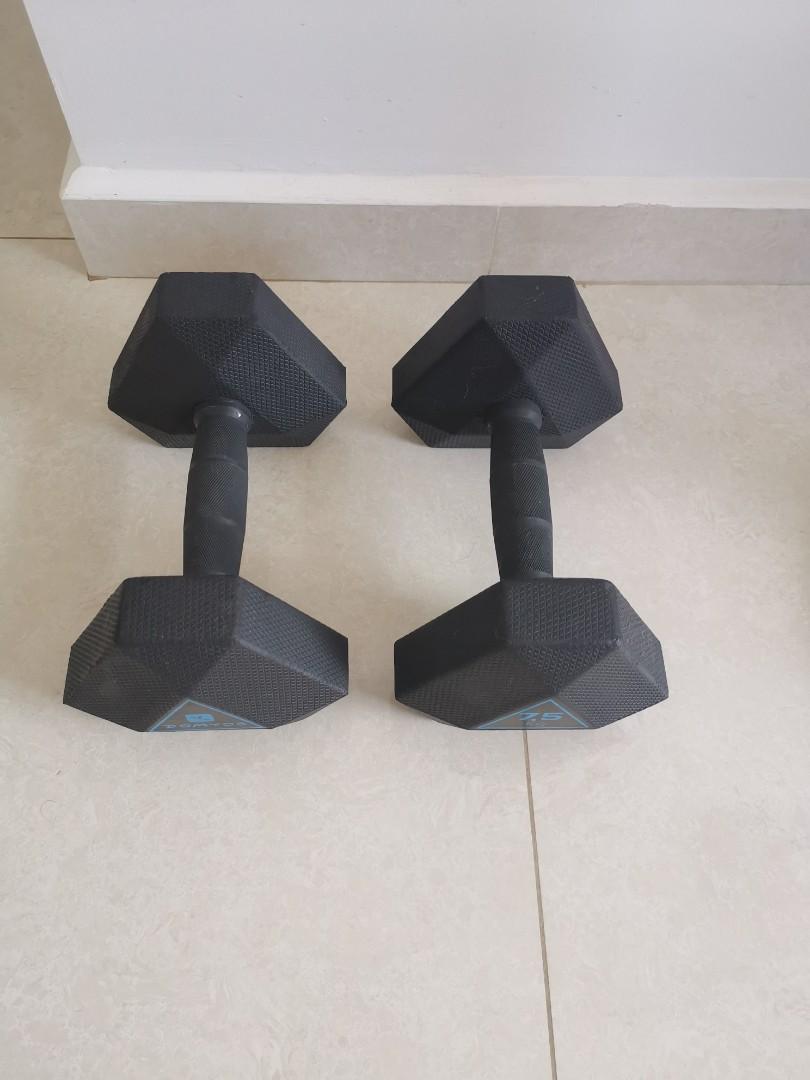 7.5kg x 2 Domyos Decathlon Hexagon Dumbell Set Sports Equipment