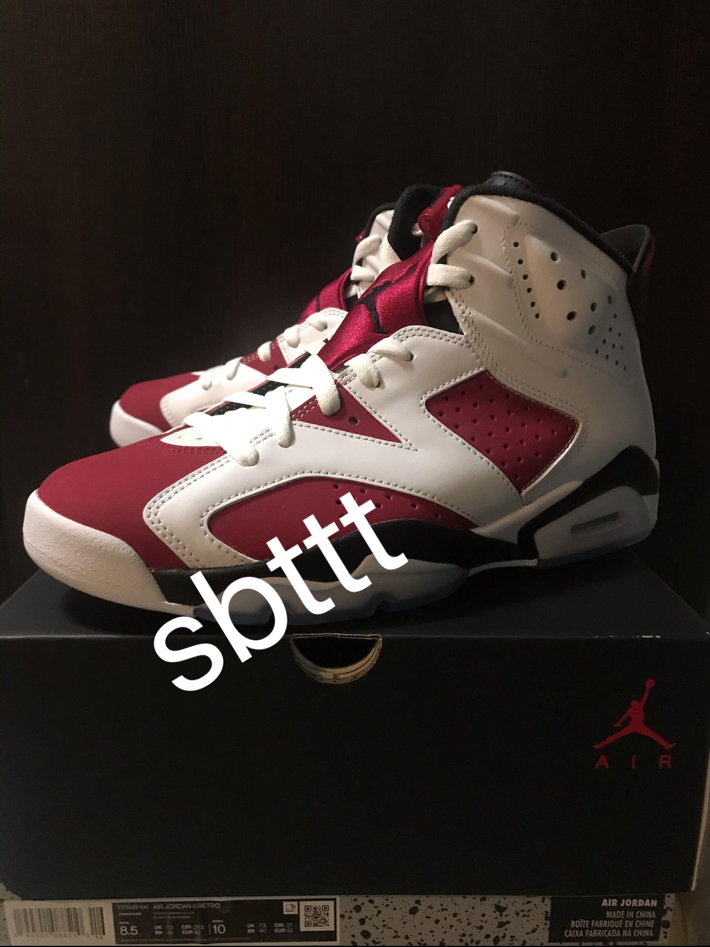 Air Jordan 6 Retro Carmine US8.5 slam dunk 櫻木花道, 男裝, 鞋, 波鞋- Carousell