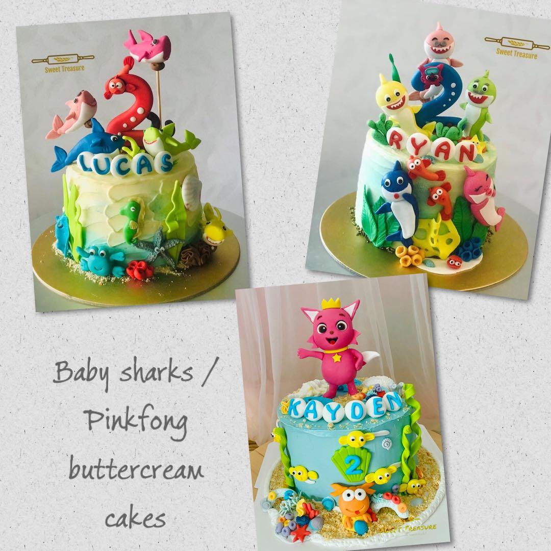 Baby Sharks Pinkfong Buttercream Cake Food Drinks Homemade Bakes On Carousell
