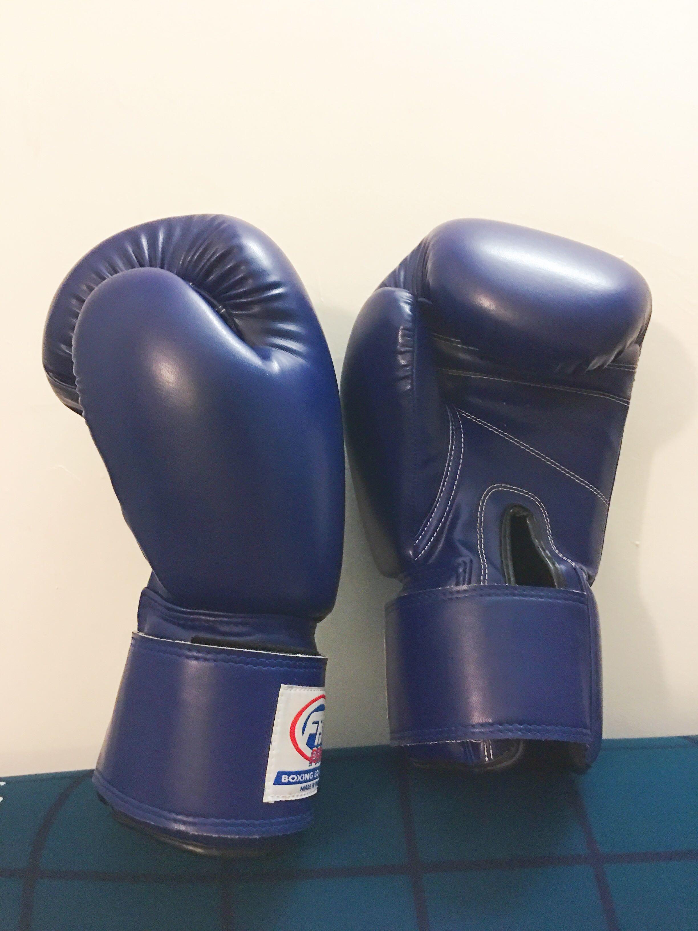 FBT Pro Boxing leather Gloves Blue, Sports, Sports & Games Equipment on Carousell