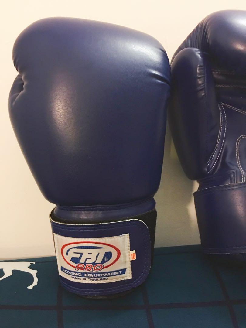 FBT Pro Boxing leather Gloves Blue, Sports, Sports & Games Equipment on Carousell
