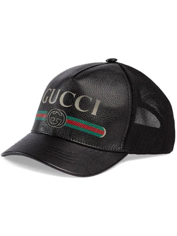 black leather gucci hat