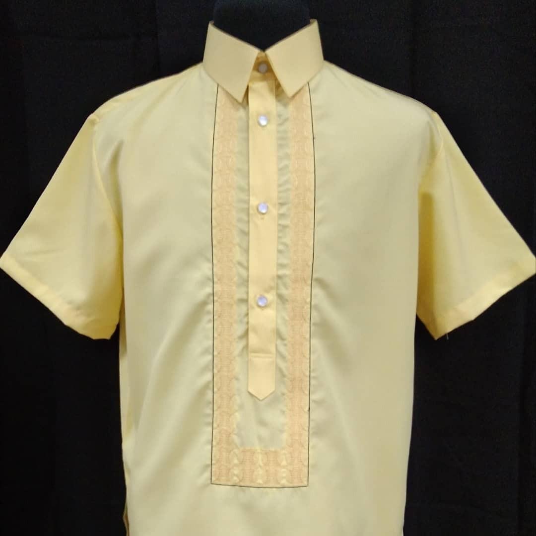 POLO BARONG Yellow, Men's Fashion, Tops & Sets, Formal Shirts on Carousell