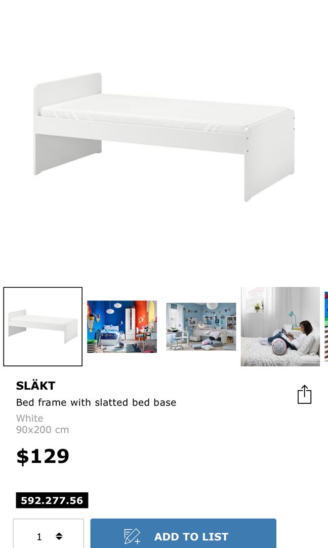 IKEA Slakt Single Bed Frame, Furniture & Home Living, Furniture, Bed Frames & Mattresses on