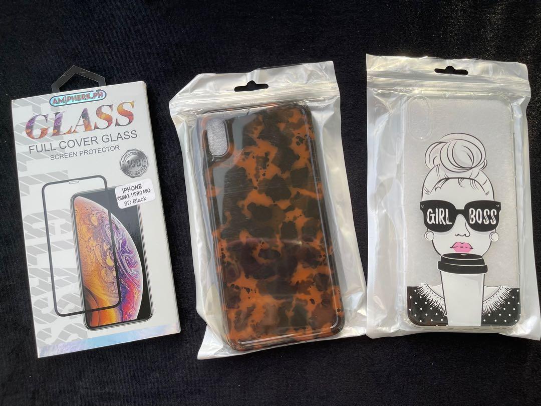 iPhone XS Max Cases and Screen Protector (Category: iPhone X Series) located in Quezon City. Submitted by theveescloset (Listing ID 1069245887, Image 1). Description: Brand New and Unused iPhone XS Max Accessories 1 x Tortoise Shell - Php 250 1 x Girl Boss - P250 1 x Full Cover Glass Screen Protector - P200 Take all for Php 450 RFS : Phone Upgrade (these were delivered after I changed my phone).