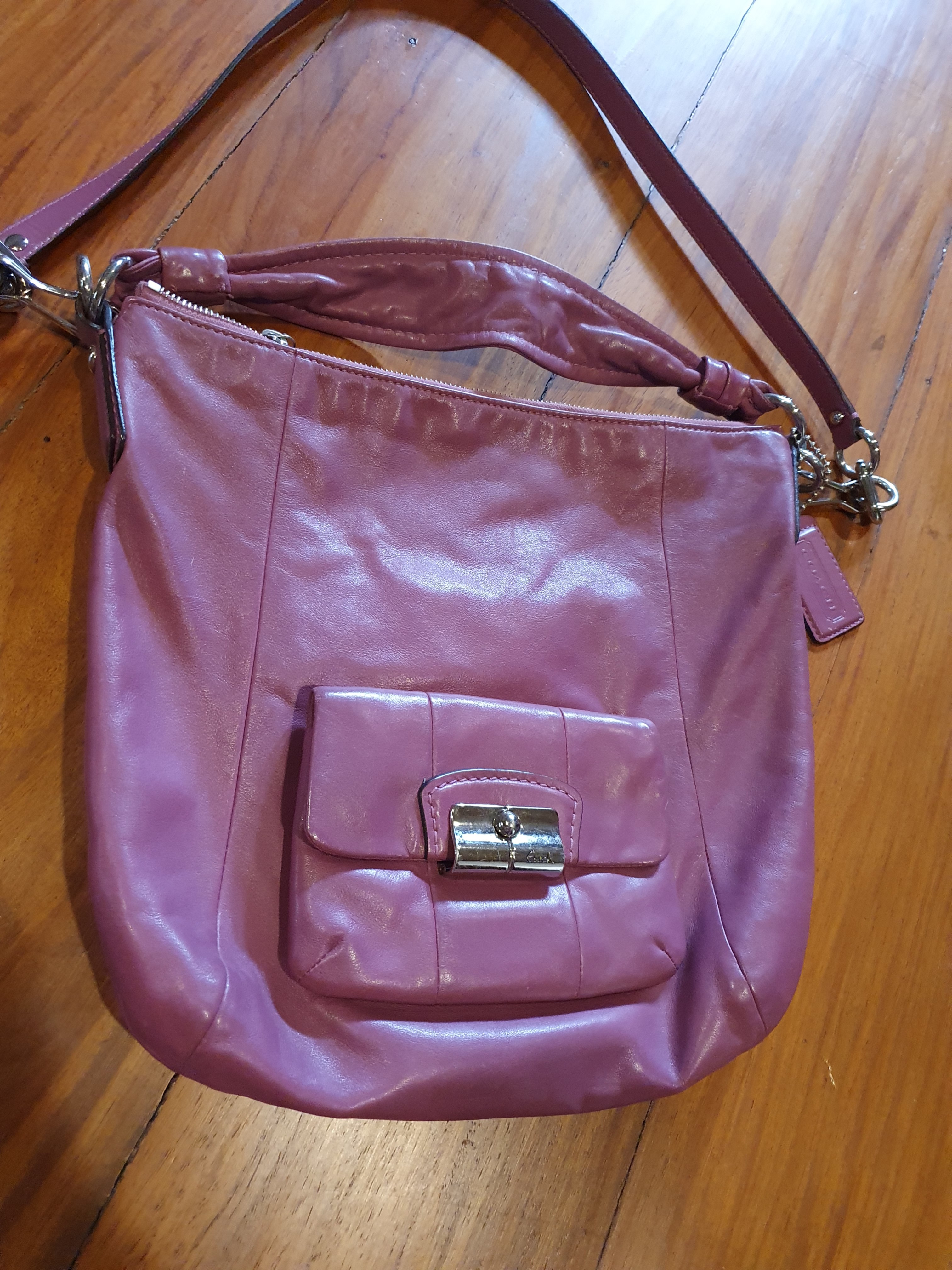 Pink Leather Messenger Bag, Luxury, Bags & Wallets on Carousell