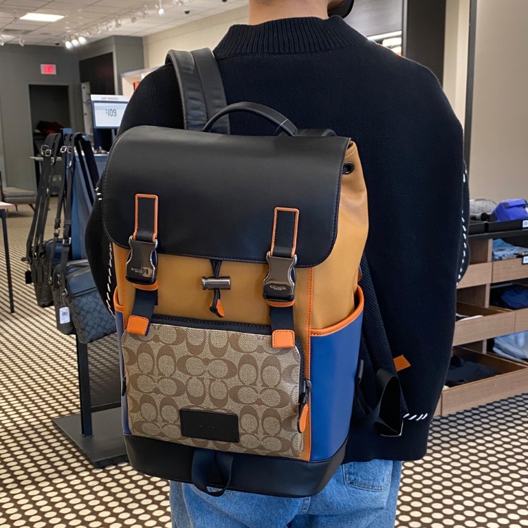 Track backpack in colorblock signature canvas sales