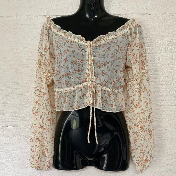 women's sheer long sleeve blouse