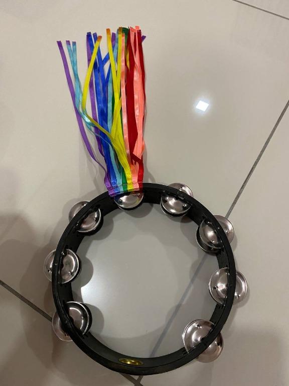 Tambourine with rainbow ribbons