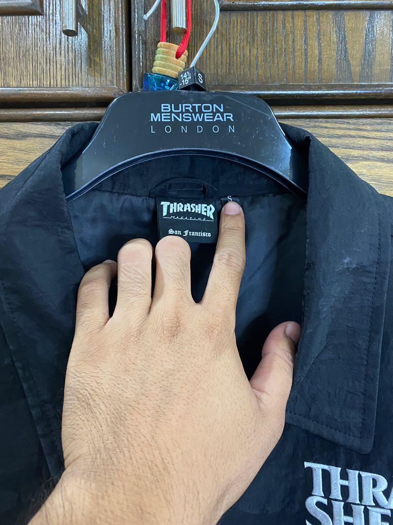 Thrasher logo jacket (Category: Hoodies) located in Kuala Lumpur. Submitted by baddthrifter (Listing ID 1069261229, Image 3). Description: Thrasher jacket logo On tag size S (20x28) Condition like new Rm200 OBO.
