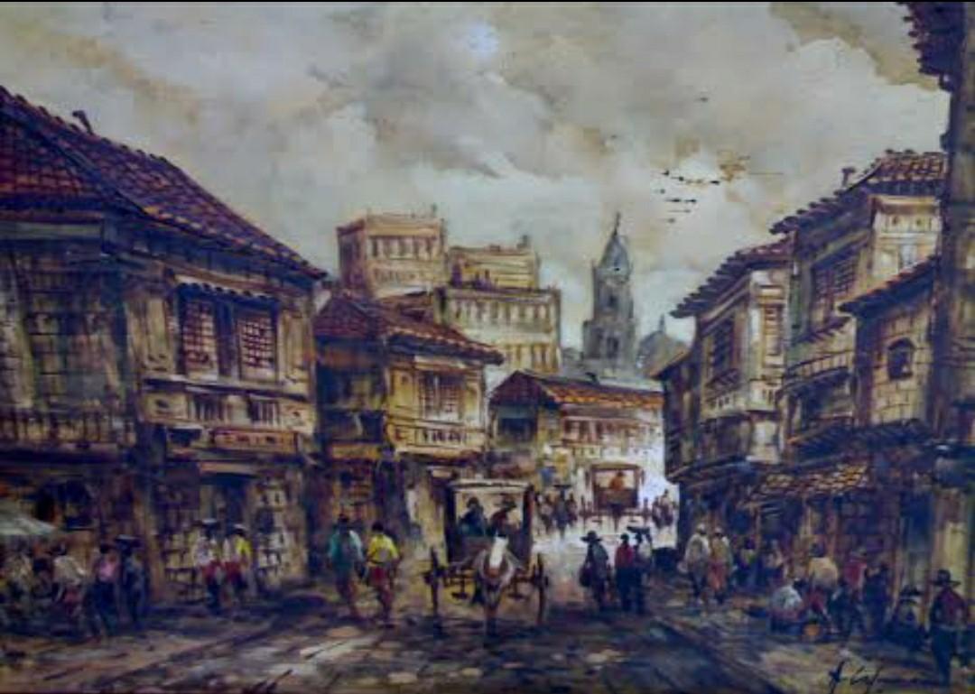 Vintage Old Manila Painting, Hobbies & Toys, Memorabilia & Collectibles