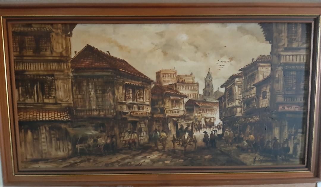 Vintage Old Manila Painting, Hobbies & Toys, Memorabilia & Collectibles