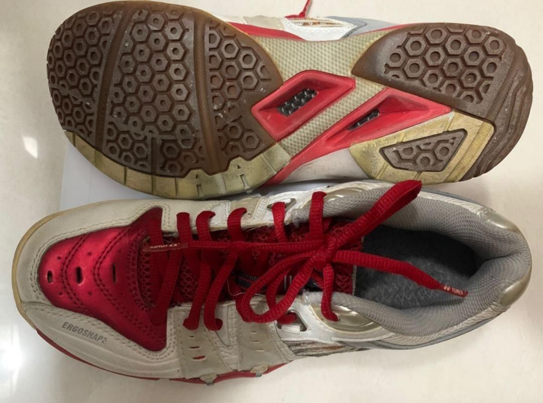 Yonex red and silver Badminton court shoes
