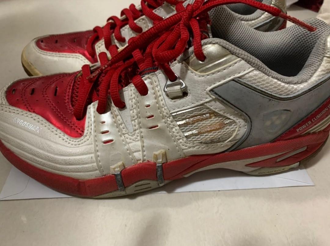 Yonex red and silver Badminton court shoes