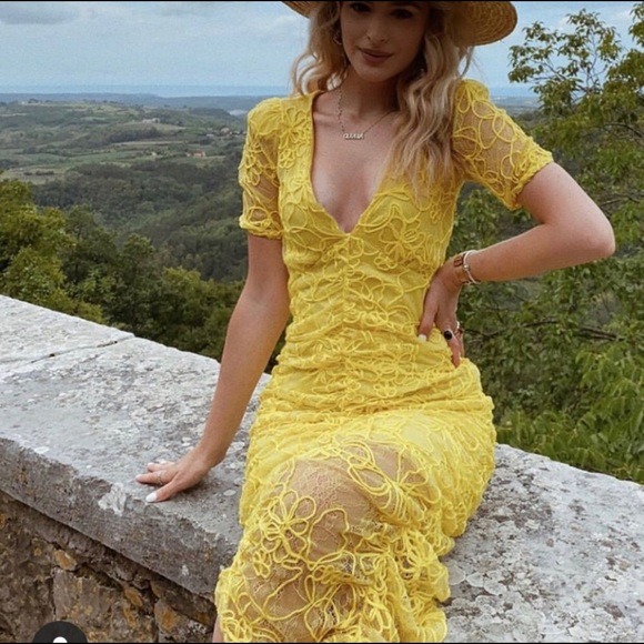 Zara yellow outlet lace dress