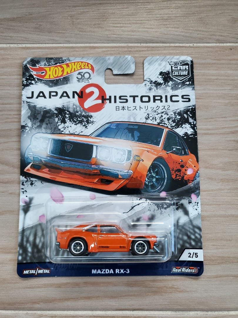 稀有japan 2 Historic 版本mazda Rx 3 另有綠色 紅色版本可供選擇 全新風火輪橙色萬事德 Rx 3 合金玩具模型跑車orange Color Hotwheels Car Culture Japan Historics