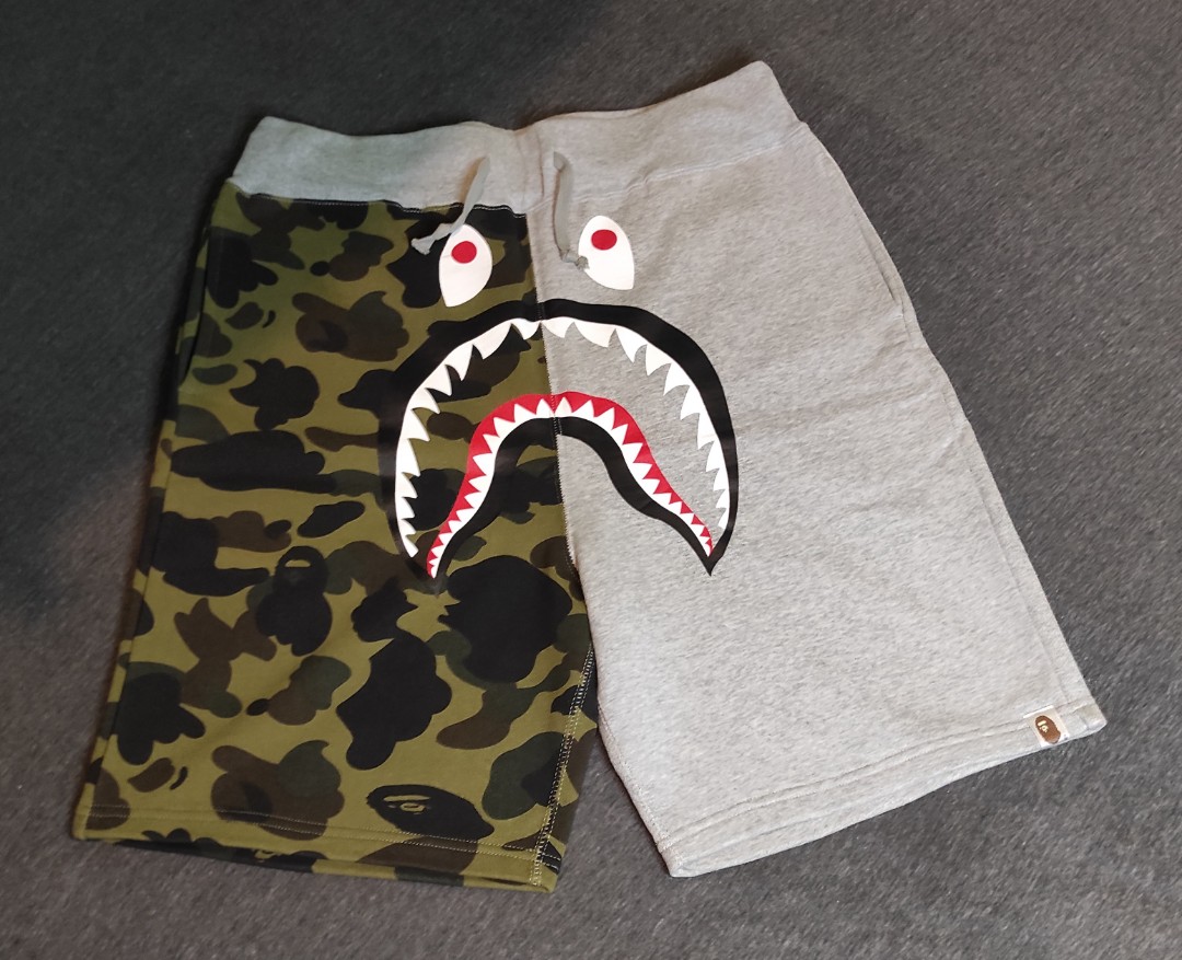 Bape half camo shark sweat shorts X A 