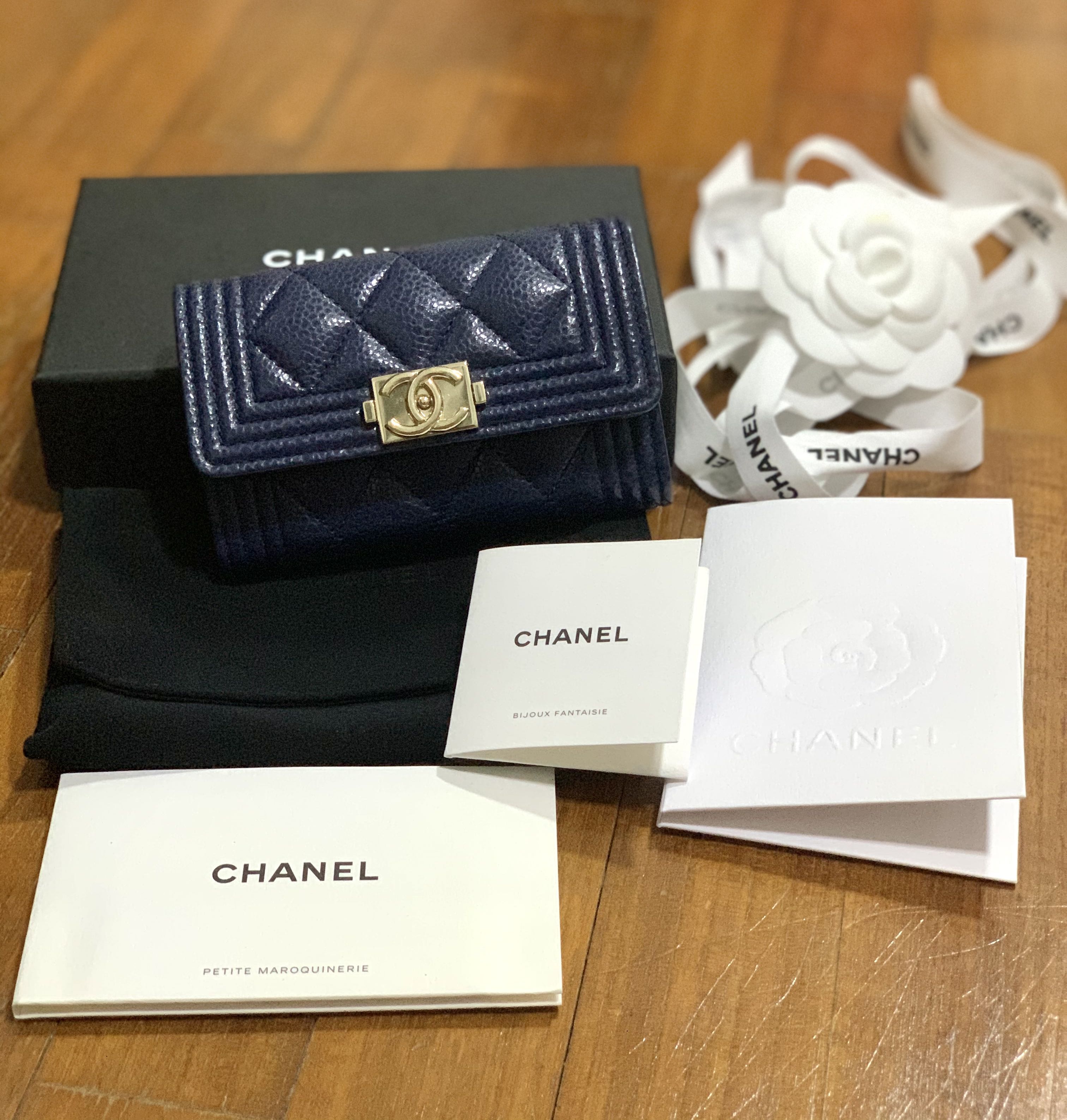 BOY CHANEL Almost new Flap Card Holder in Blue, Women's Fashion, Bags &  Wallets, Wallets & Card Holders on Carousell