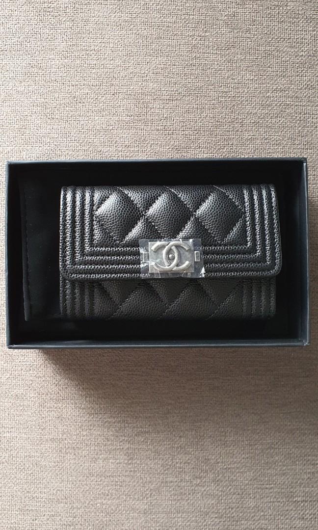 Boy Chanel Small Flap Wallet Chervon Grained Calfskin Leather