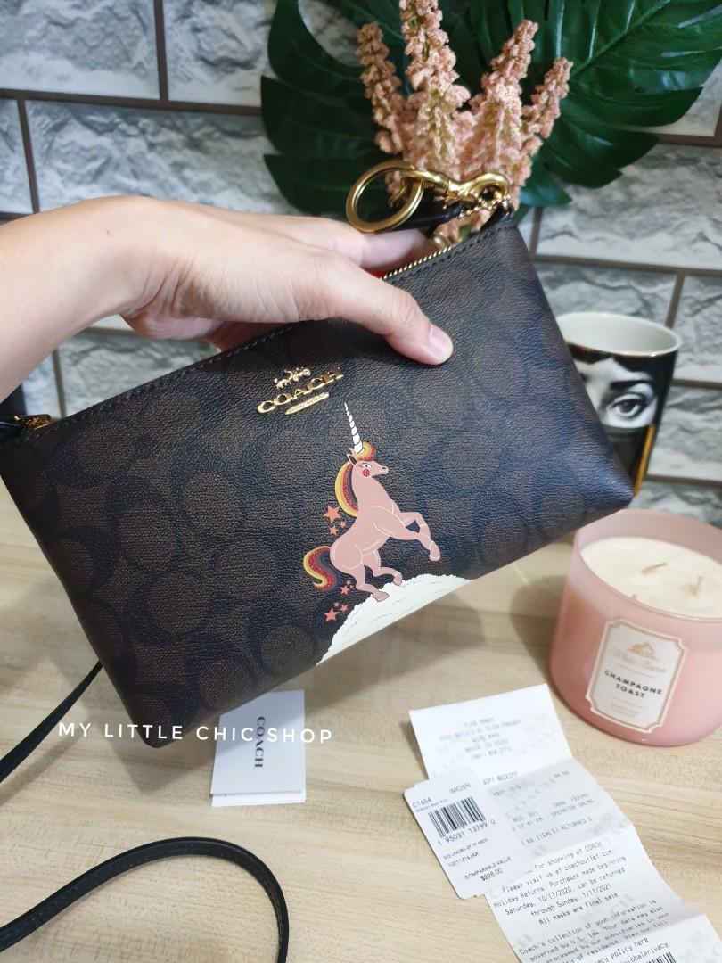 Coach zip top crossbody signature in canvas w unicorn Women s Fashion Bags Wallets Cross body Bags on Carousell