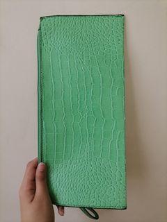Croc Skin Mint Green Leather Wallet/ Pouch