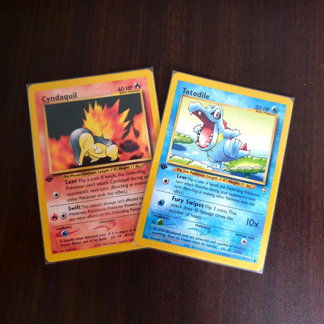 Cyndaquil And Totodile Neo 1st Edition Nm Vintage Pokemon Tcg Cards Hobbies Toys Toys Games On Carousell