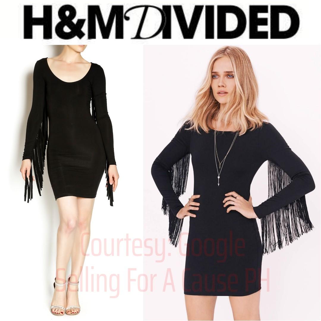 Divides by H M Fringed Long Sleeves Bodycon Dress in Black Women s Fashion Dresses Sets Dresses on Carousell
