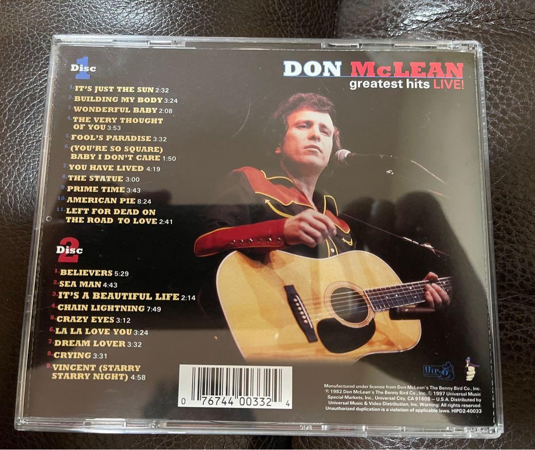 Don McLean 罕有live CD) Don McLean greatest hits live 2CD 1997年靚