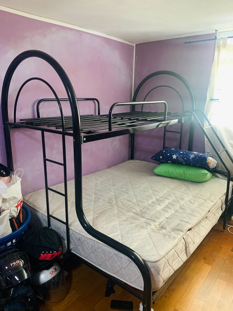 Double decker bed single and queen double decker bed, Furniture & Home