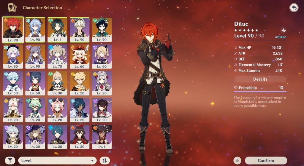 Genshin Impact Ar 55 13 5 Most 4 Characters Asia Video Gaming Video Games Others On Carousell