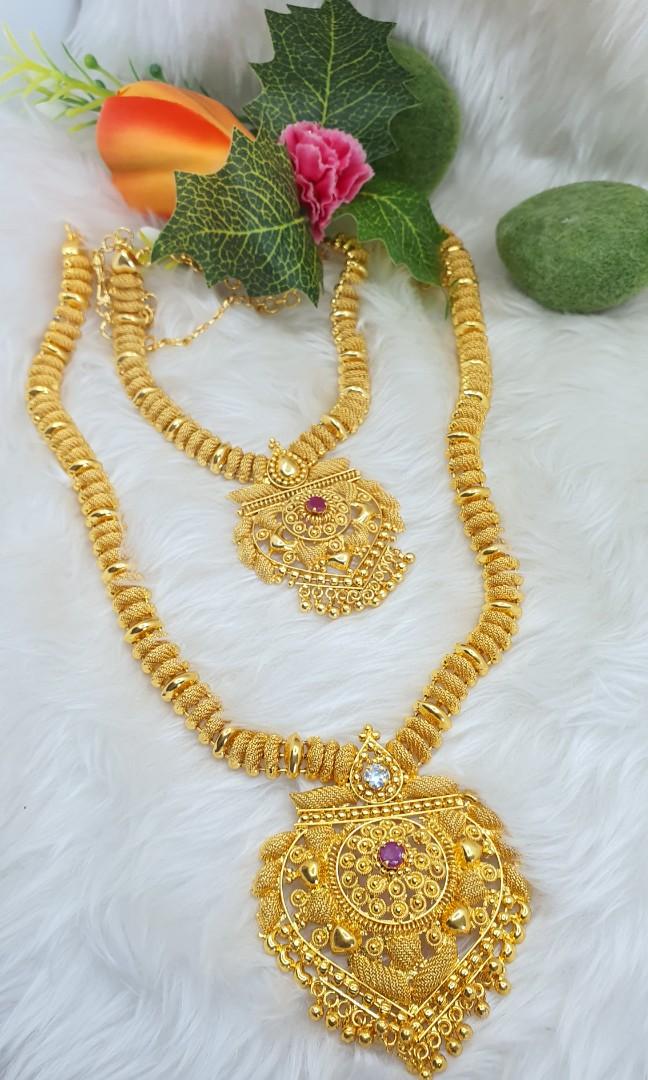 Indian Gold Plated Choker and Long Chain Combo set