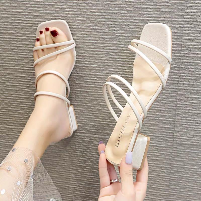 INSTOCK Korean Style fashion Strappy Sandals Slip On Slipper Shoe Open Toe Heel Heels