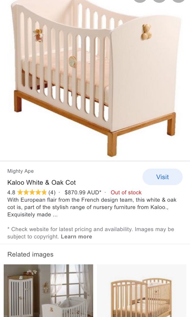 Ka loo Australian brand baby cot, Babies & Kids, Baby Nursery & Kids
