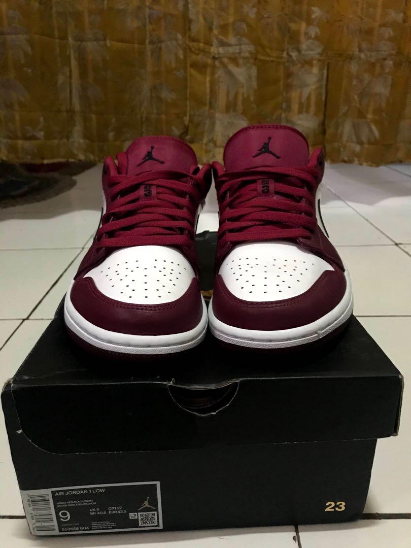 Nike air jordan 1 low noble red, Fesyen Pria, Sepatu , Sneakers di