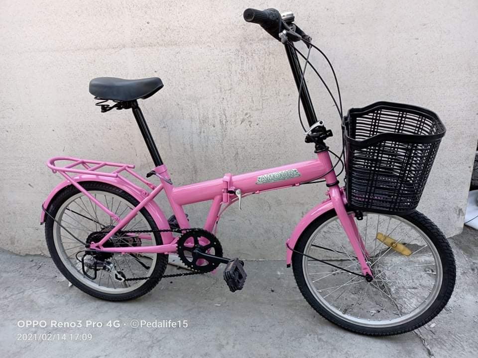 Pink folding 2025 bike