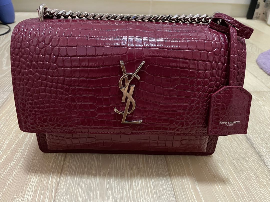 Yves Saint Laurent Monogram Sunset Medium Leather Shoulder Bag Pink