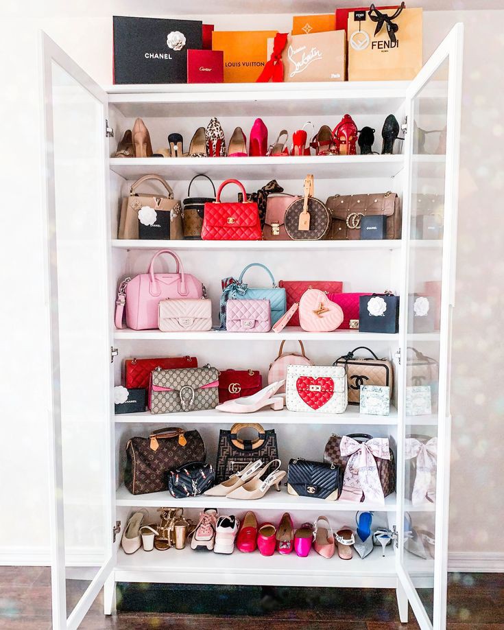 Shoe and bag closet,cabinet,vanity room essential,glass door display cabinet