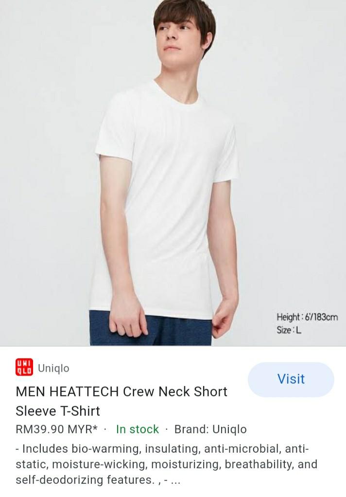 Uniqlo Heattech Crew Neck Short Sleeve Tshirt Men s Fashion Tops