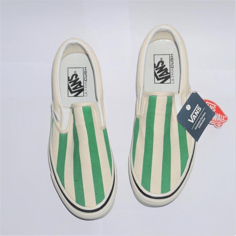 Green striped vans sales