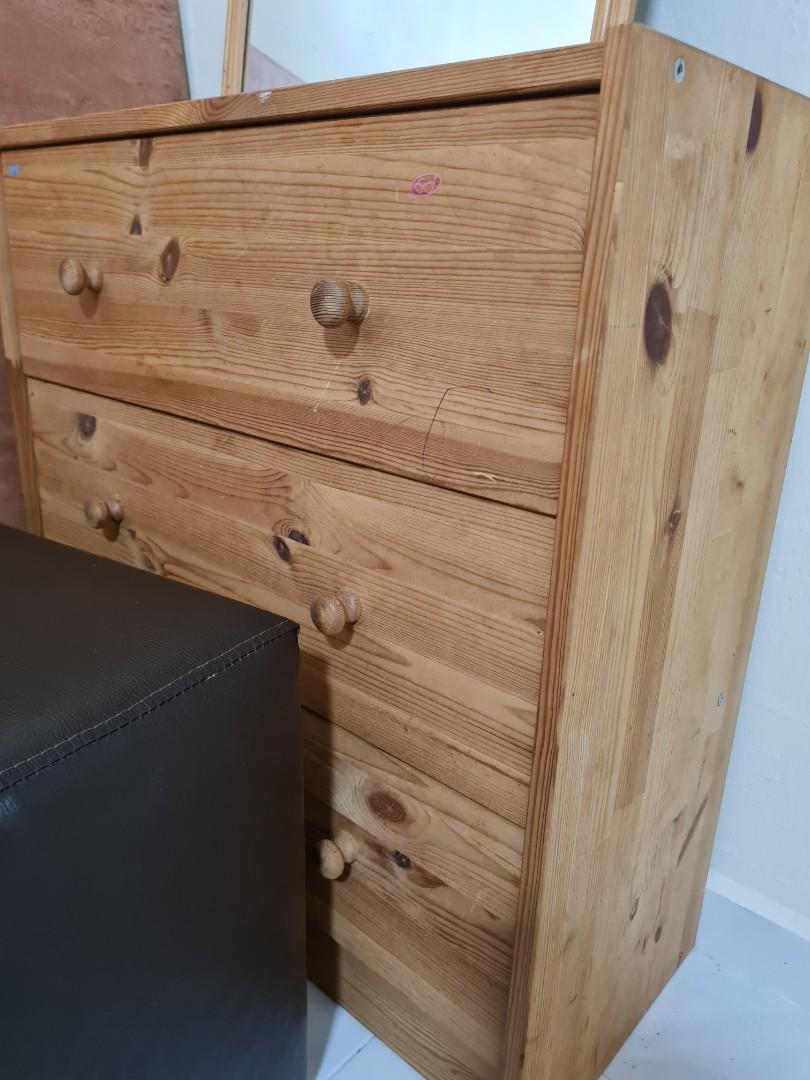 Whole set of Ikea mirror+ table+ leather chair, Furniture & Home Living ...