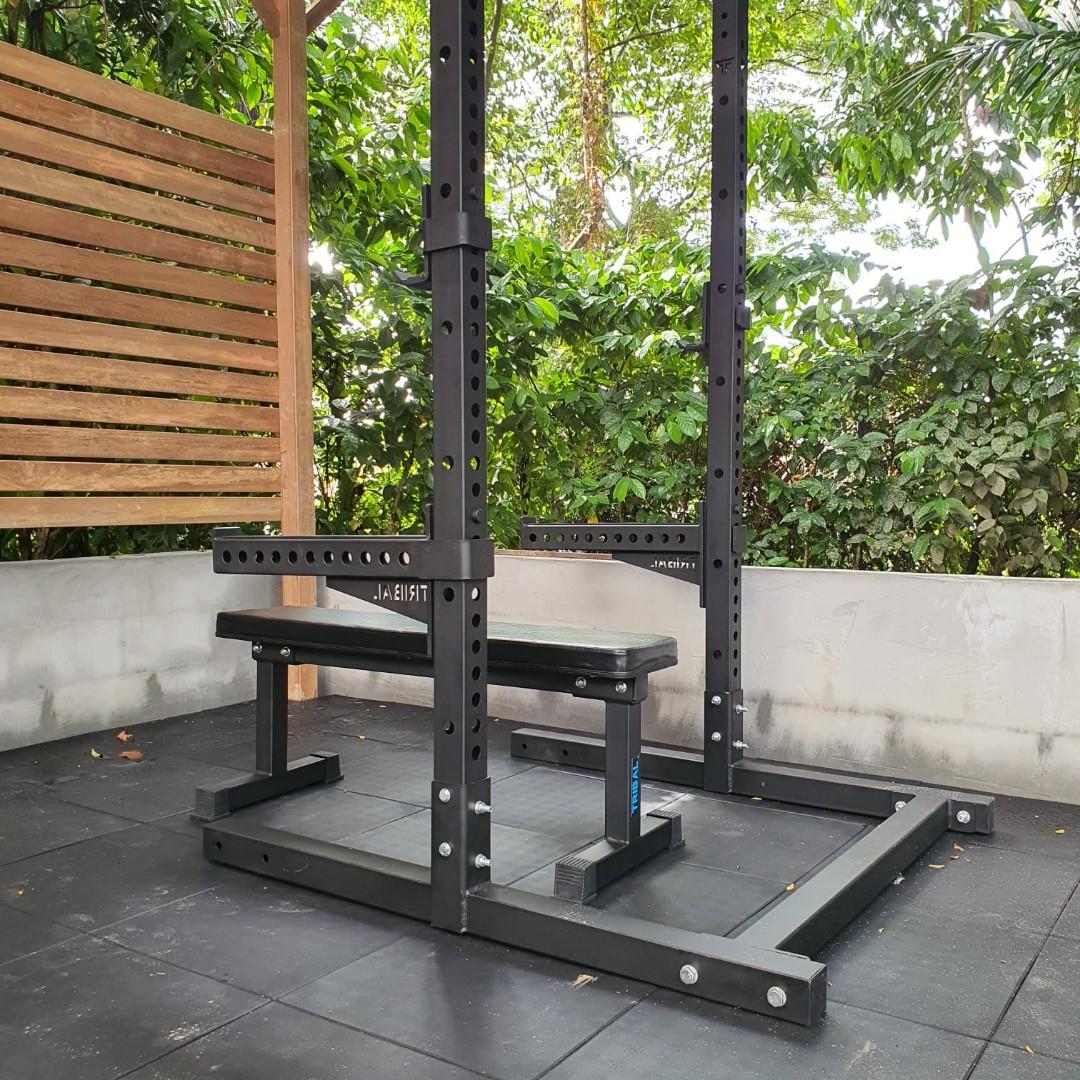 Workout Flat Bench (Category: Cardio & Fitness Machines) located in Singapore. Submitted by tribalfitness (Listing ID 1017326085, Image 3). Description: Flat workout bench Heavy duty steel. Black powder coating is resistant to rust, cracking and peeling of paint works. Rubber base protect flooring. Specs: 65*65*3mm steel Weight :30 KG Dimension : 120*40*28cm ( L*W*H ) 7cm pad thickness Max load: 250kg Installation:$30.