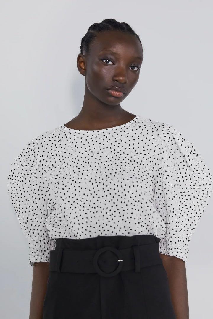 zara polka dot combined top
