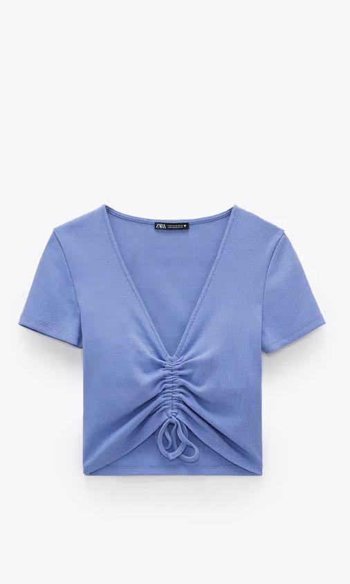 Zara blue ruched top Clearance