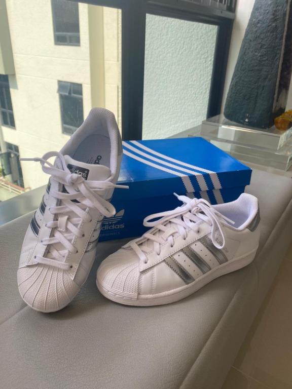 Adidas superstar womens silver stripes sale